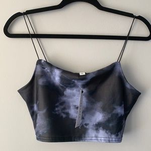 TOPSHOP NWT Black And Purple Tie Dye Crop Top, Size 8